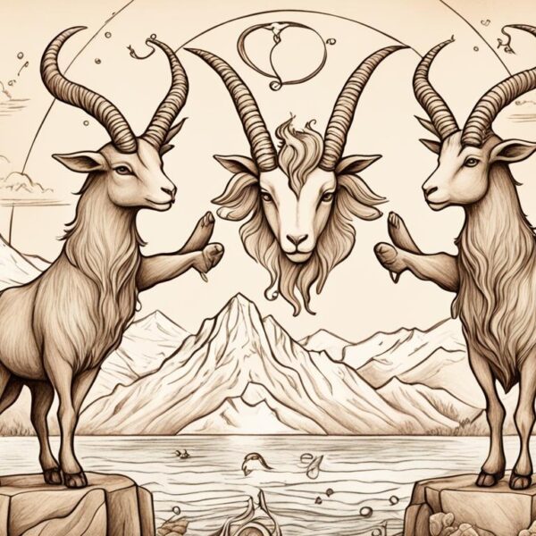 Steinbock und Fische